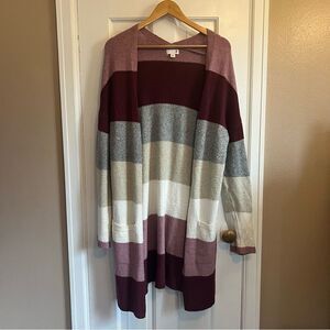 SO Pink, Burgundy, & Grey Cardigan Sweater